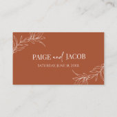 Minimalistische Terracotta tak blad bruiloft Plaatskaartje (Achterkant)