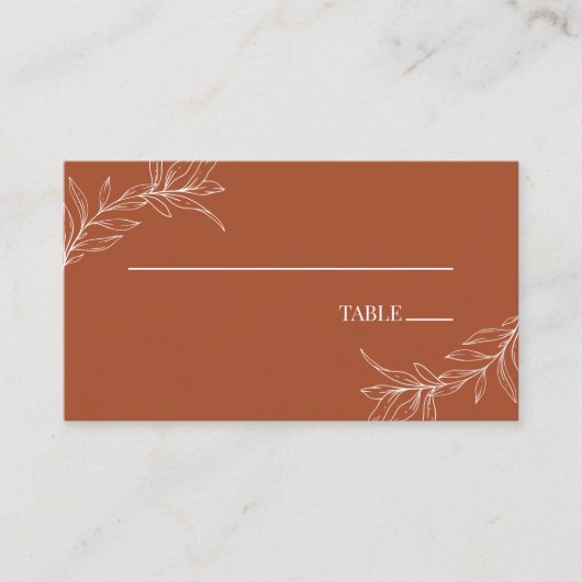 Minimalistische Terracotta tak blad bruiloft Plaatskaartje (Voorkant)
