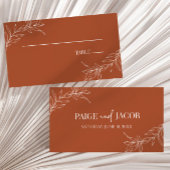 Minimalistische Terracotta tak blad bruiloft Plaatskaartje