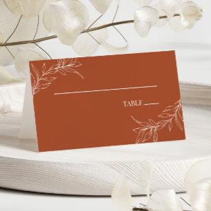 Minimalistische Terracotta tak blad bruiloft Plaatskaartje