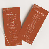 Minimalistische Terracotta tak blad bruiloft Programmakaart