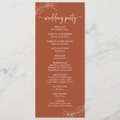 Minimalistische Terracotta tak blad bruiloft Programmakaart (Achterkant)