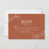 Minimalistische Terracotta tak blad bruiloft RSVP Kaartje (Voorkant)