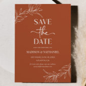 Minimalistische Terracotta tak blad bruiloft Save The Date
