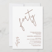 Minimalistische terracotta tekst 40e verjaardag kaart (Voorkant)