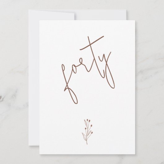 Minimalistische terracotta tekst 40e verjaardag kaart (Achterkant)