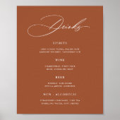 Minimalistische Terracotta Trouwbar Menu Poster (Voorkant)