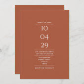 Minimalistische Terracotta Trouwdatum Alles In Een Kaart (Voorkant / Achterkant)