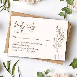 Minimalistische Terracotta Verbrand Oranje Boho Br RSVP Kaartje