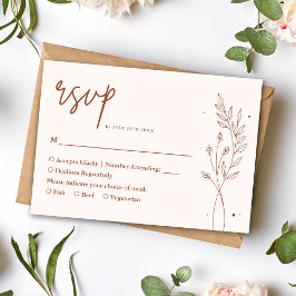 Minimalistische Terracotta Verbrand Oranje Boho Br RSVP Kaartje