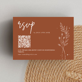 Minimalistische Terracotta Verbrand Oranje Boho Br RSVP Kaartje