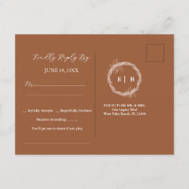 Minimalistische terracotta Verbrande bruiloft RSVP Briefkaart