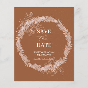 Minimalistische terracotta Verbrande bruiloft Save Flyer