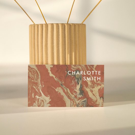 Minimalistische Terracotta Waterverf Bruin QR Code Visitekaartje