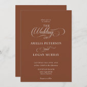 Minimalistische terracotta | Whimsical Script Brui Kaart (Voorkant / Achterkant)