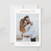 Minimalistische Terracotta Wildflower Fotobruiloft Bedankkaart (Voorkant)