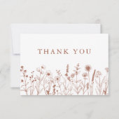 Minimalistische Terracotta Wildflower Fotobruiloft Bedankkaart (Voorkant)