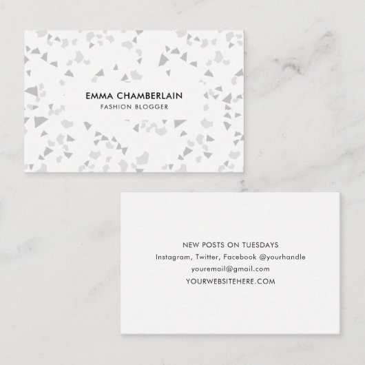 Minimalistische Terrazzo Print Moderne Aangepaste  Visitekaartje (Voorkant / Achterkant)