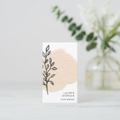 Minimalistische textuur van Creme zwarte florale Visitekaartje (Staand voorkant)