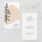 Minimalistische textuur van Creme zwarte florale Visitekaartje (Voorkant / Achterkant)