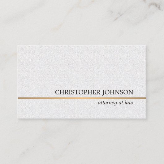 Minimalistische textuur White Faux Gold Line Attor Visitekaartje (Voorkant)