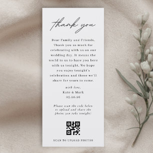 Minimalistische Thank You-plaatskaart met QR-code Menu