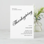 Minimalistische Thanksgiving Diner Zwart Wit Kaart (Staand voorkant)