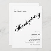 Minimalistische Thanksgiving Diner Zwart Wit Kaart (Voorkant / Achterkant)