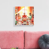 Minimalistische Thanksgiving Dinner Wall Art - Mod Canvas Afdruk (Insitu (Woonkamer))