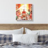 Minimalistische Thanksgiving Dinner Wall Art - Mod Canvas Afdruk (Insitu (Slaapkamer))