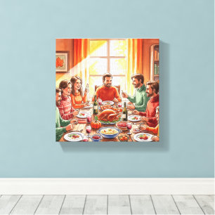 Minimalistische Thanksgiving Dinner Wall Art - Mod Canvas Afdruk