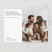 Minimalistische Thanksgiving Familiefoto Dankbaar Briefkaart (Voorkant)