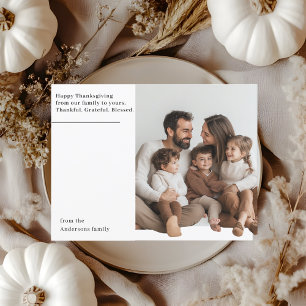 Minimalistische Thanksgiving familiefoto Dankbaar Briefkaart