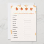 Minimalistische Thanksgiving scramble woord spel k Aankondiging (Voorkant)