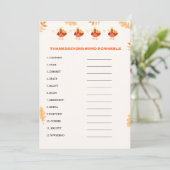 Minimalistische Thanksgiving scramble woord spel k Aankondiging (Staand voorkant)