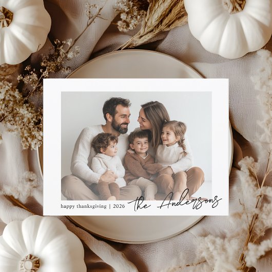 Minimalistische Thanksgiving van familiefoto's Briefkaart
