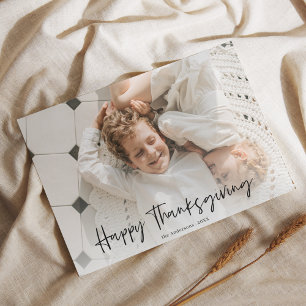 Minimalistische Thanksgiving van familiefoto's Briefkaart