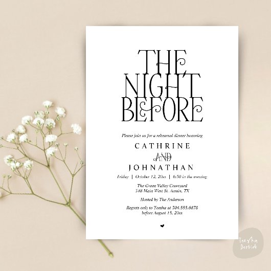 Minimalistische "The Night Before"-oefendiner Kaart