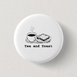 Minimalistische thee- en toast-handgetekende lijng ronde button 3,2 cm