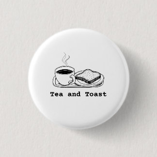 Minimalistische thee- en toast-handgetekende lijng ronde button 3,2 cm