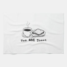 Minimalistische thee- en toast-handgetekende lijng