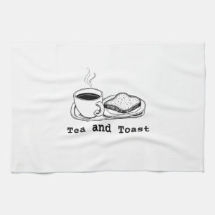 Minimalistische thee- en toast-handgetekende lijng theedoek