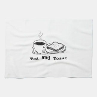 Minimalistische thee- en toast-handgetekende lijng theedoek