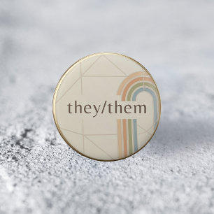 Minimalistische They/Them Persoonsvorm LGBTQ Pride Ronde Button 5,7 Cm