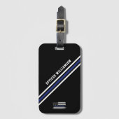 Minimalistische Thin Blue Line politieagent op maa Bagagelabel (Voorkant (verticaal))