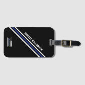 Minimalistische Thin Blue Line politieagent op maa Bagagelabel (Voorkant (horizontaal))