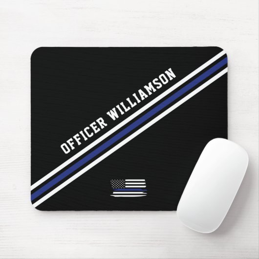 Minimalistische Thin Blue Line politieagent op maa Muismat (Met muis)