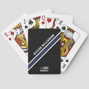 Minimalistische Thin Blue Line politieagent op maa Pokerkaarten