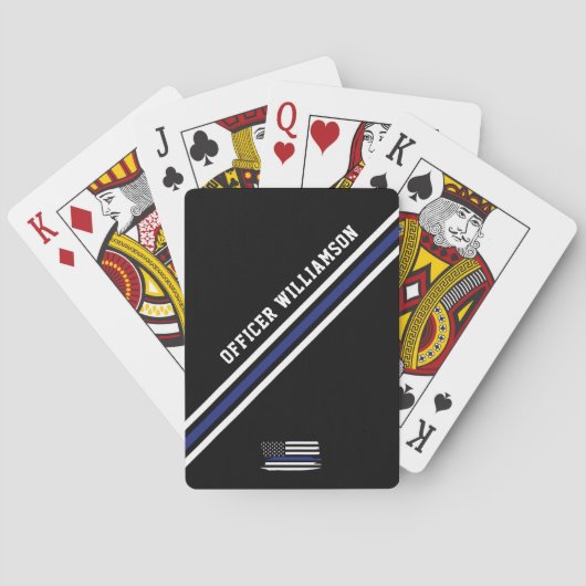 Minimalistische Thin Blue Line politieagent op maa Pokerkaarten (Achterkant)