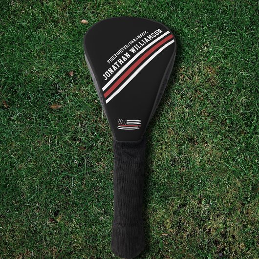 Minimalistische Thin Red Line Brandweerman Custom Golfheadcover